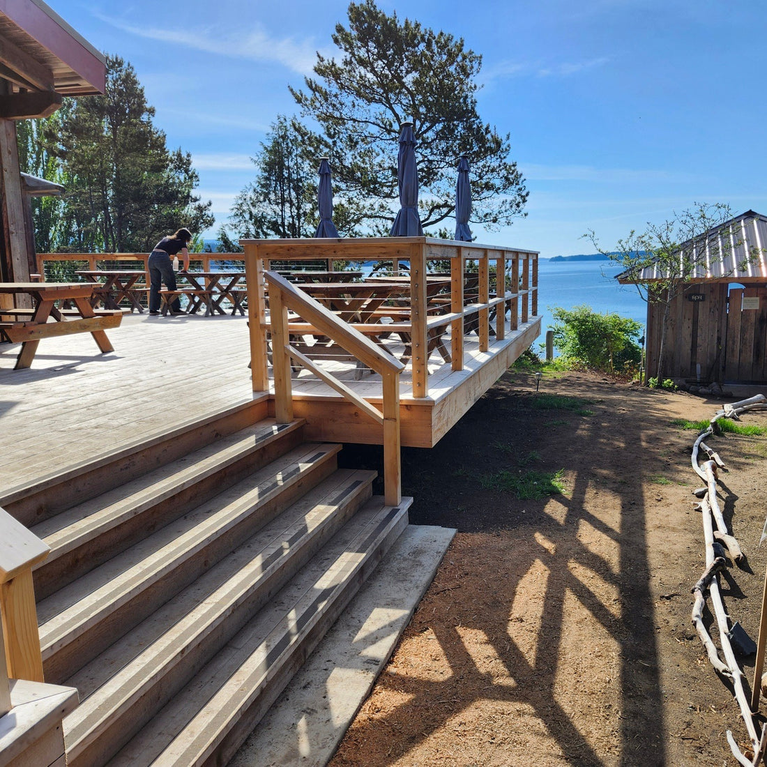 Timber post cable railing project in Vancouver Island, British Columbia
