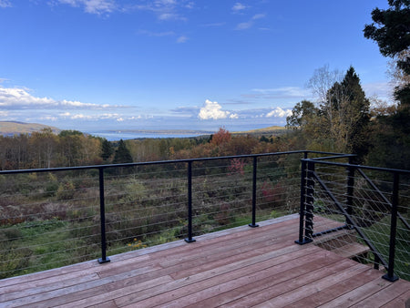 Aluminum post for cable railing – 1½’’ x 1½’’ – Pre - drilled – Surface Mounted – Matte Black - Gauthier De LaPlante