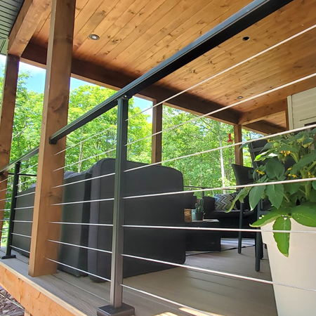 Aluminum post for cable railing – 1½’’ x 1½’’ – Pre - drilled – Surface Mounted – Matte Black - Gauthier De LaPlante