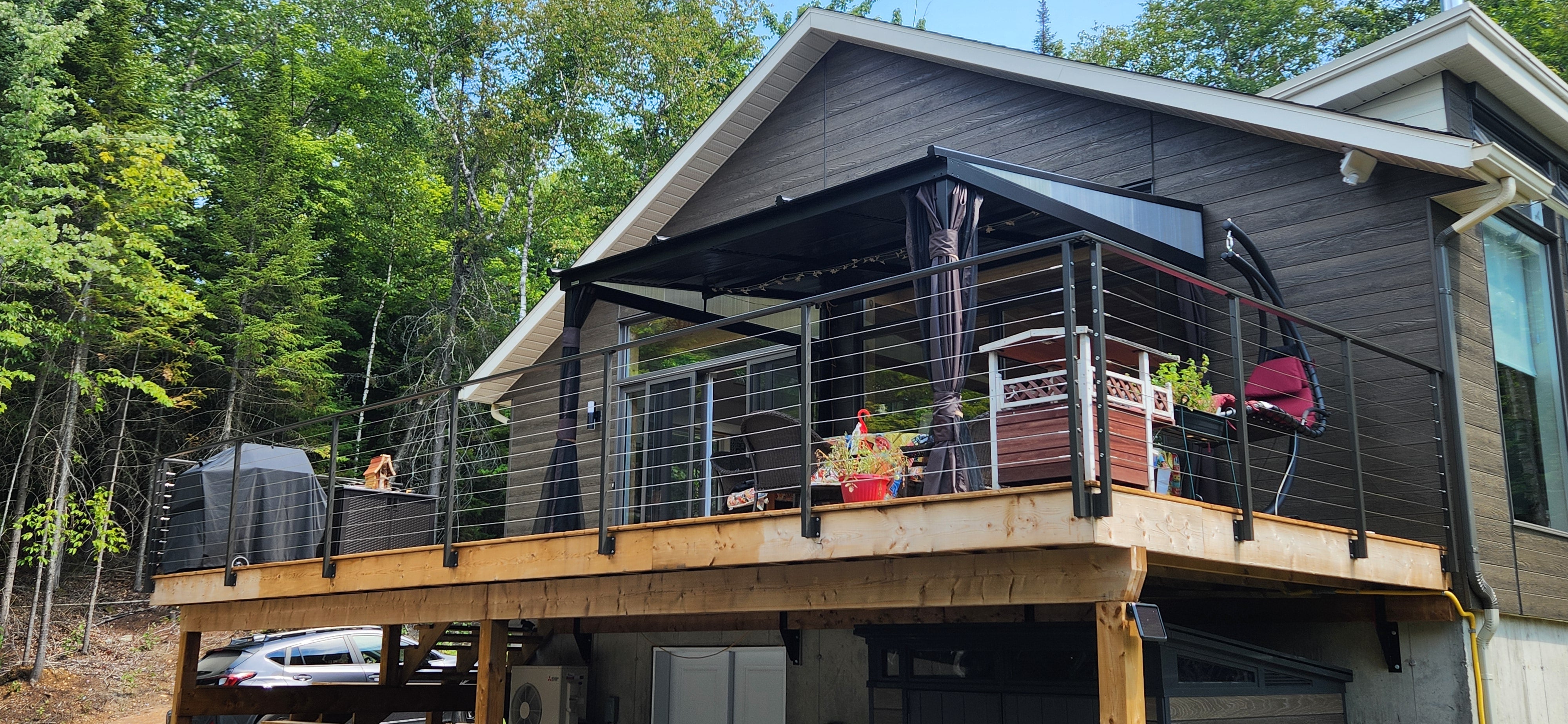 Aluminum post for cable railing – Pre - drilled – Side Mounted – Matte Black - Custom made - Gauthier De LaPlante