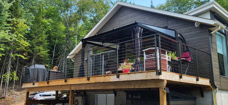 Aluminum post for cable railing – Pre - drilled – Side Mounted – Matte Black - Custom made - Gauthier De LaPlante