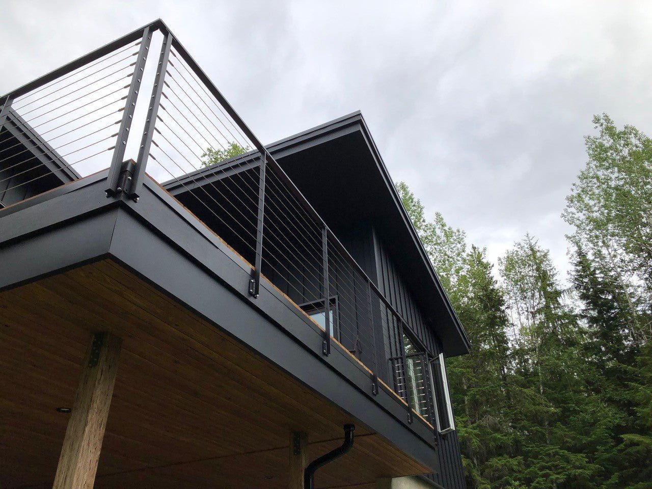 Aluminum post for cable railing – Pre - drilled – Side Mounted – Matte Black - Custom made - Gauthier De LaPlante