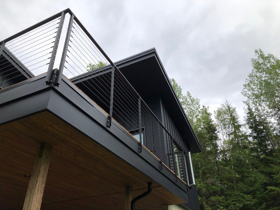 Aluminum post for cable railing – Pre - drilled – Side Mounted – Matte Black - Custom made - Gauthier De LaPlante