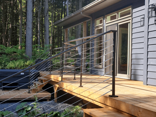 Aluminum post for cable railing – 1½’’ x 3/8’’ – Pre - drilled – Surface Mounted – Matte Black - Gauthier De LaPlante