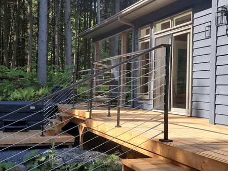 Aluminum post for cable railing – 1½’’ x 3/8’’ – Pre - drilled – Surface Mounted – Matte Black - Gauthier De LaPlante