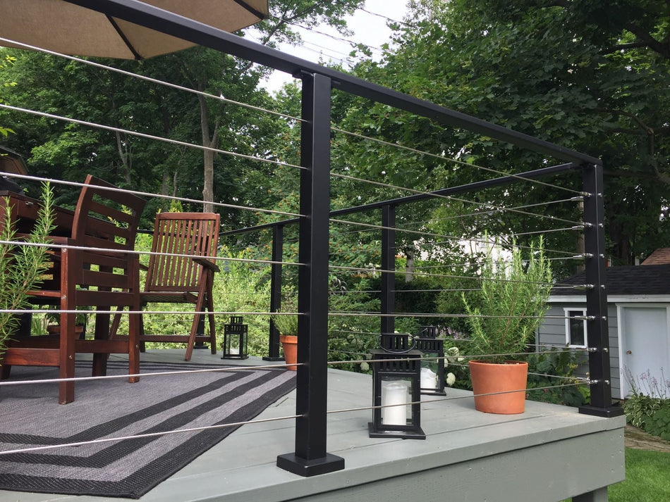 Aluminum post for cable railing – 2'' x 2'' – Matte Black - Gauthier De LaPlante